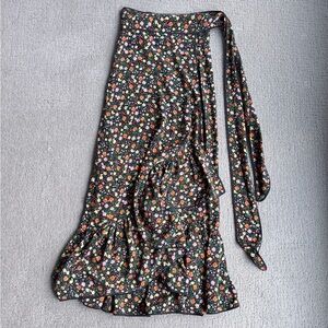 Ganni Floral Silk Wrap Skirt, size 36